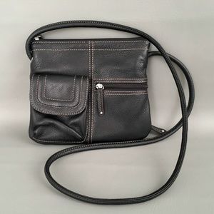 TIGNANELLO Black Leather Crossbody Organizer Bag